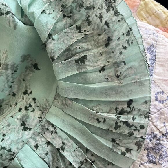 Massimo Dutti Mint Green Floral Ruffle Tiered Neck Sleeveless Maxi Dress - Picture 5 of 11
